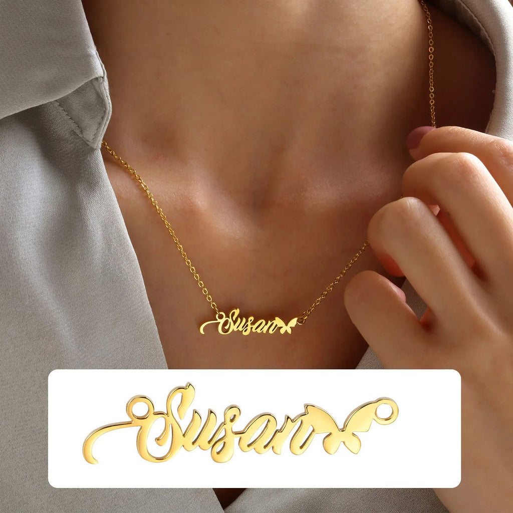 Custom Personalized Signature Name Necklace – Stainless Steel Handmade Cursive Name Choker | Unique Birthday Gift for Women