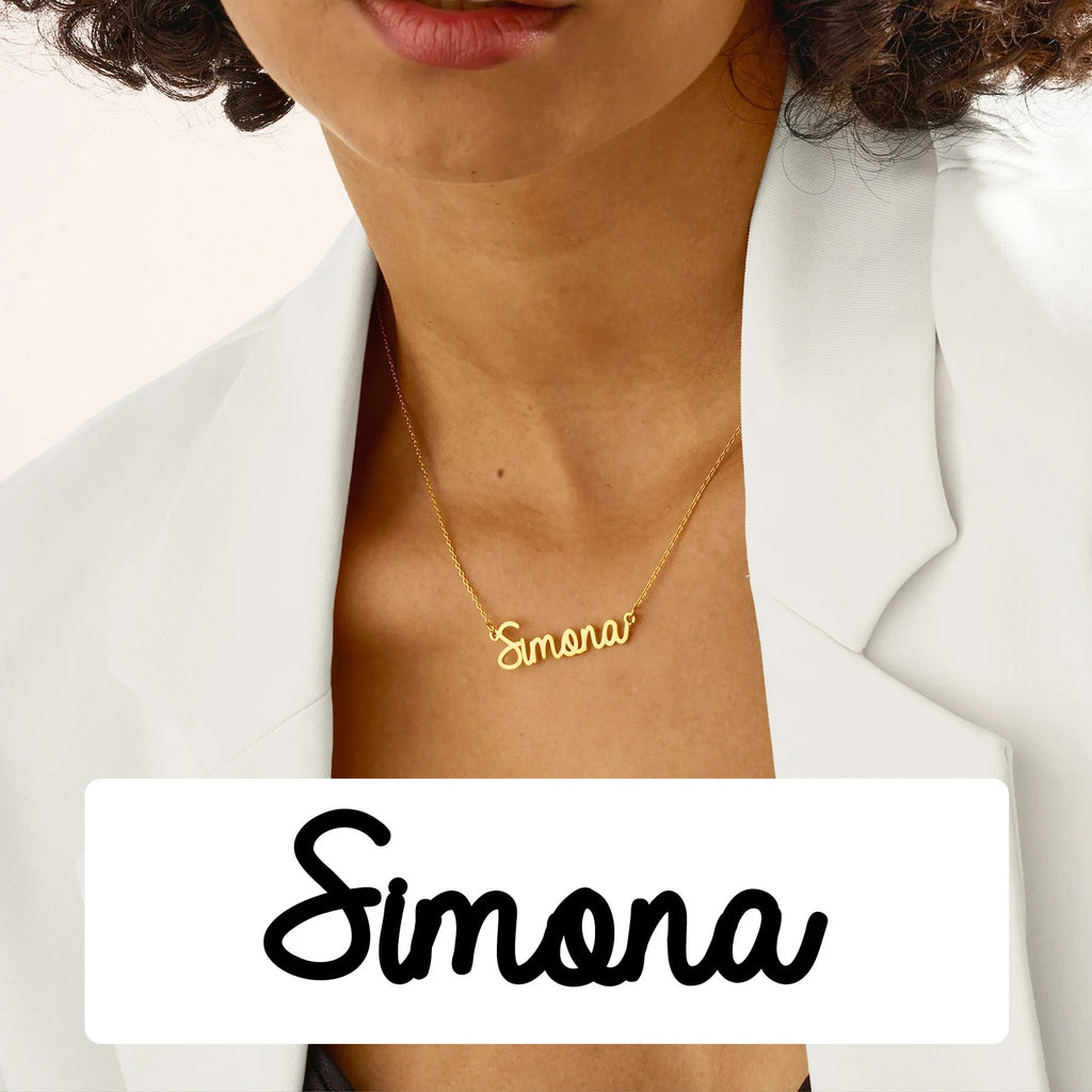 Custom Personalized Signature Name Necklace – Stainless Steel Handmade Cursive Name Choker | Unique Birthday Gift for Women