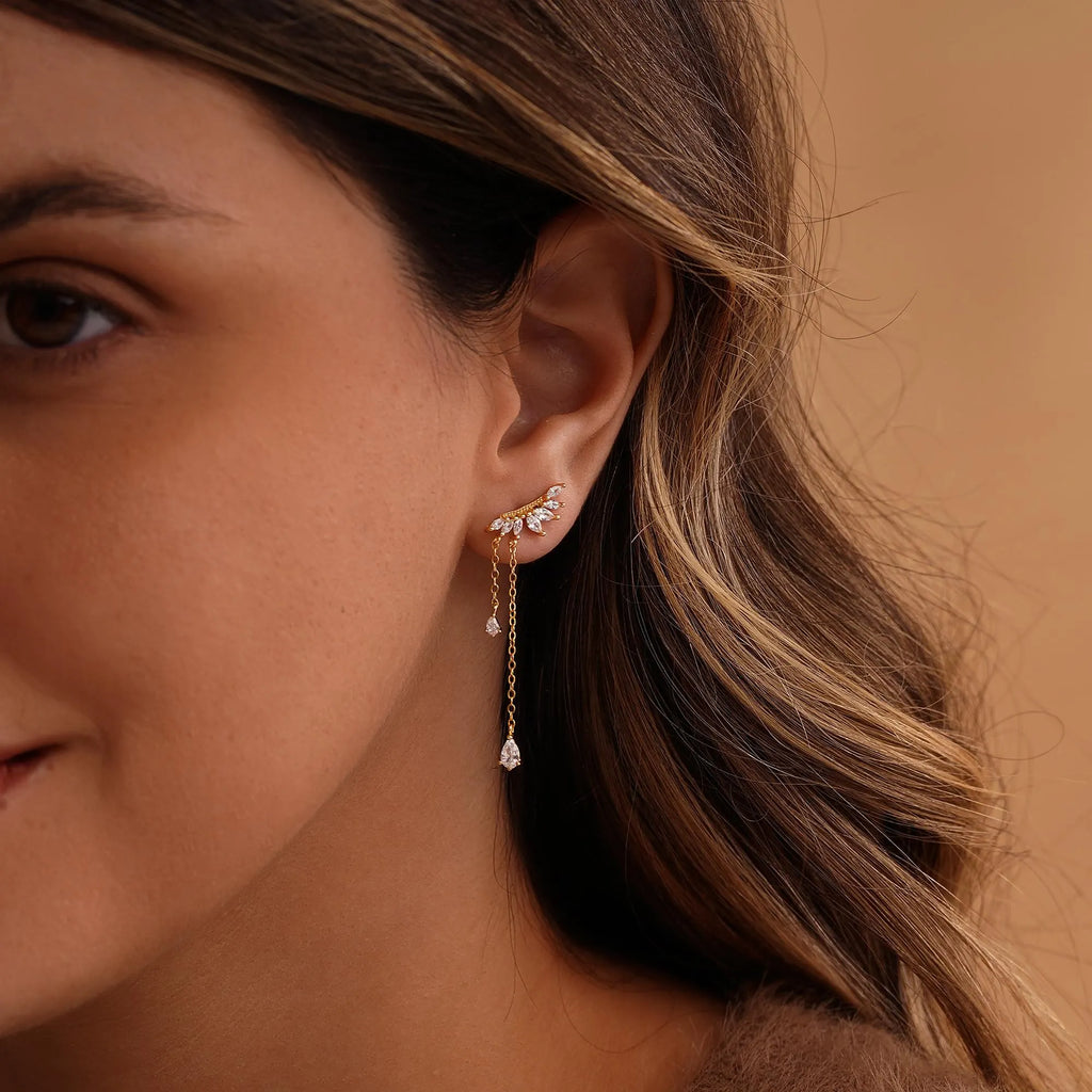 Dainty Diamond Dangle Drop Earrings, CZ Diamond Tassel Earrings, Sterling Silver Earrings, Wedding Jewelry, Bridesmaid Gifts,Christmas Gifts
