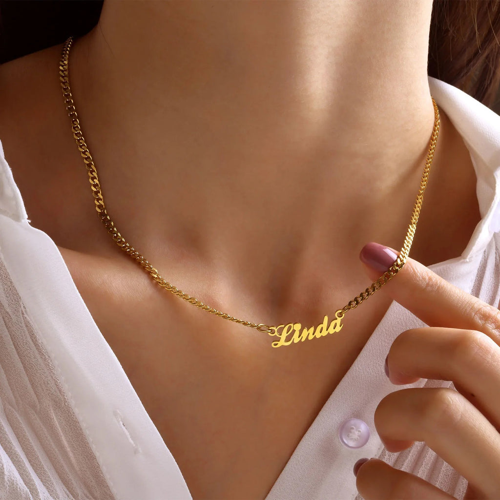 Custom Personalized Signature Name Necklace – Stainless Steel Handmade Cursive Name Choker | Unique Birthday Gift for Women