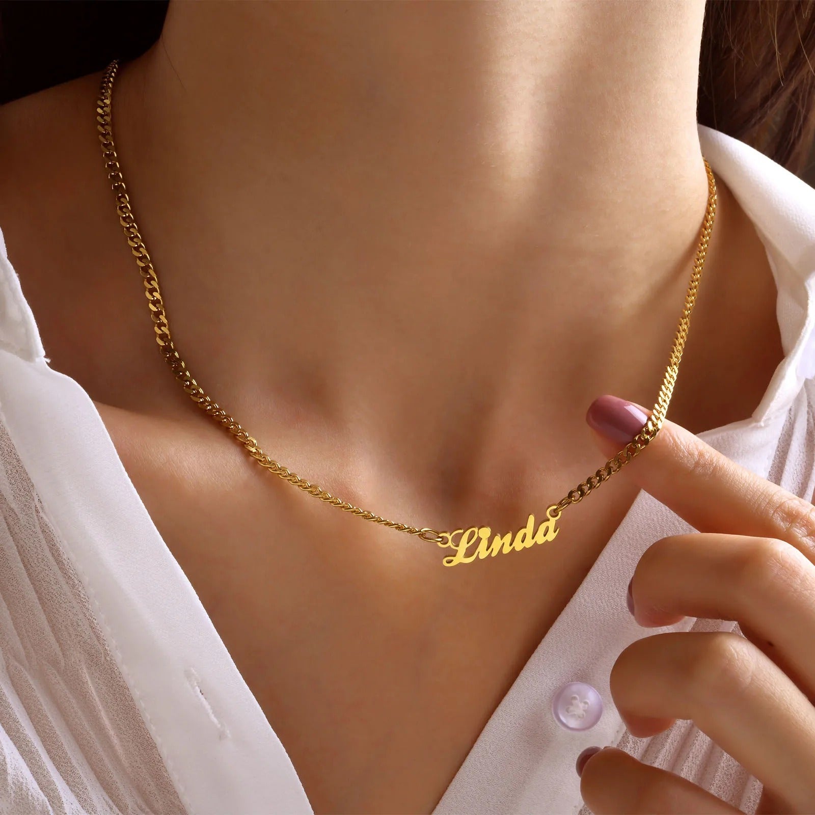 Custom Personalized Signature Name Necklace – Stainless Steel Handmade Cursive Name Choker | Unique Birthday Gift for Women