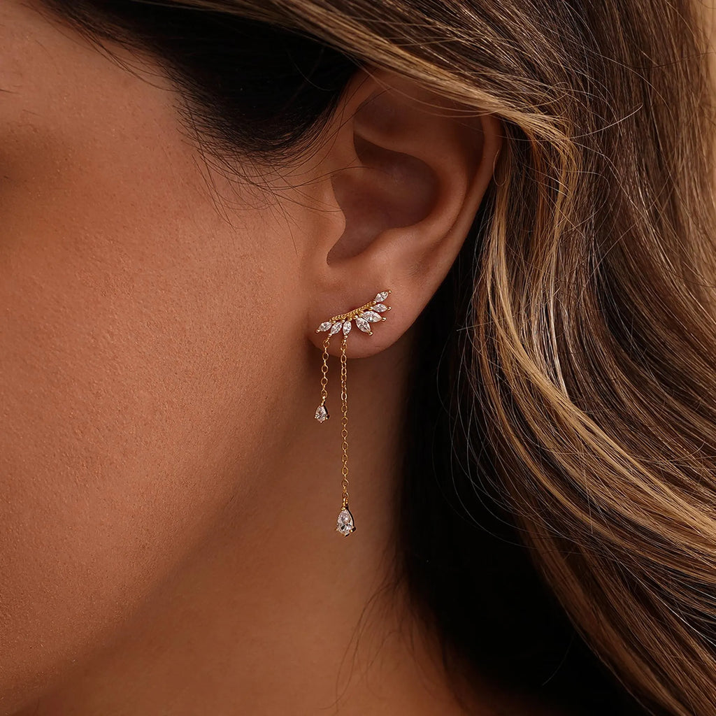 Dainty Diamond Dangle Drop Earrings, CZ Diamond Tassel Earrings, Sterling Silver Earrings, Wedding Jewelry, Bridesmaid Gifts,Christmas Gifts