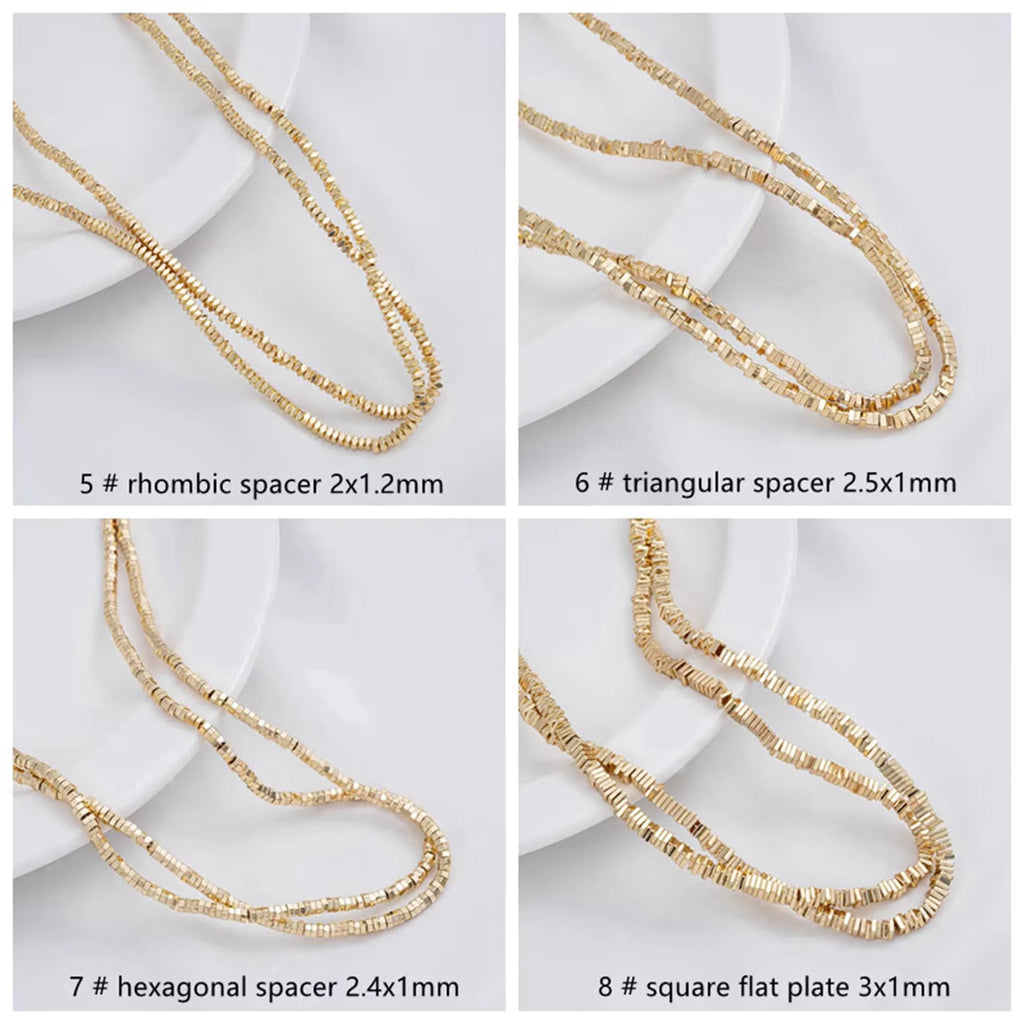 14K Gold Plated Hematite Irregular Spacer Beads, Chip Beads, Flower Beads Jewelry Making Supply, Seed Beads, Square Beads, Full Strand
