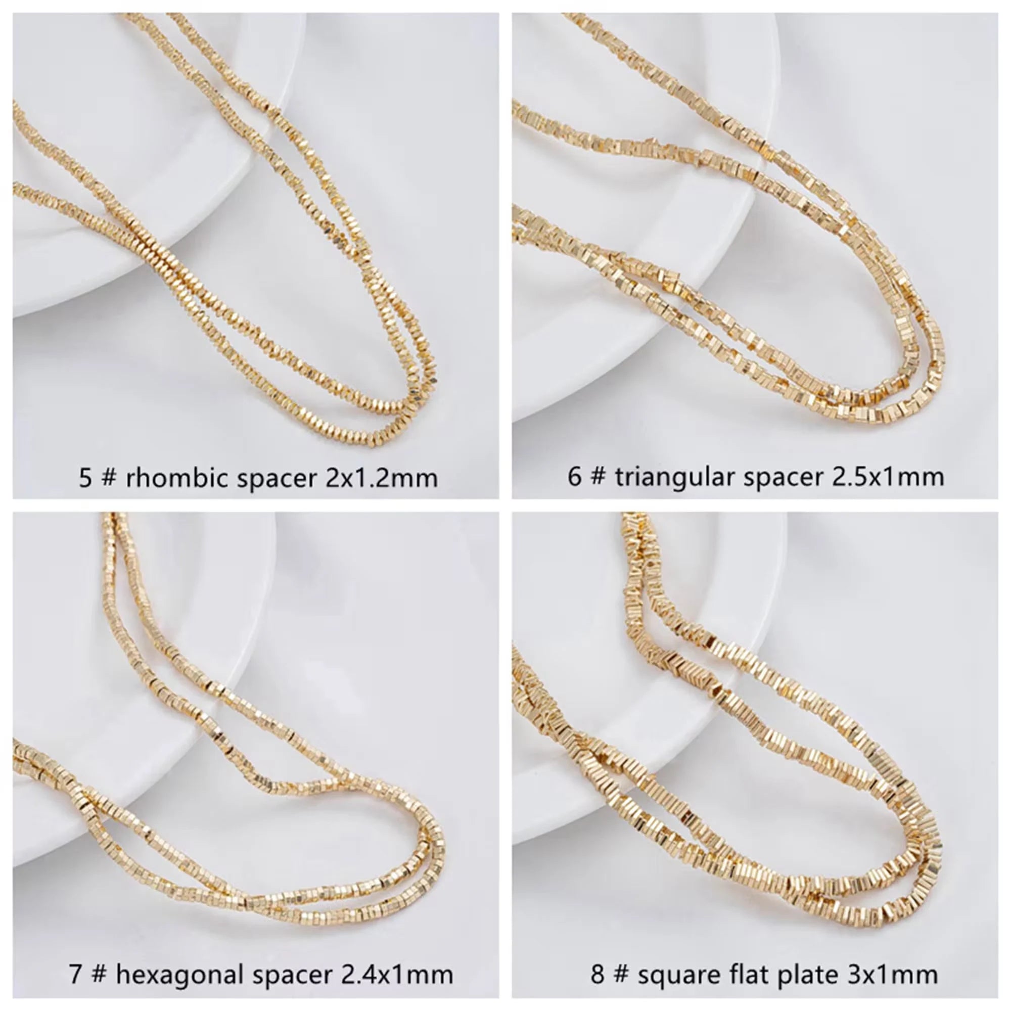14K Gold Plated Hematite Irregular Spacer Beads, Chip Beads, Flower Beads Jewelry Making Supply, Seed Beads, Square Beads, Full Strand