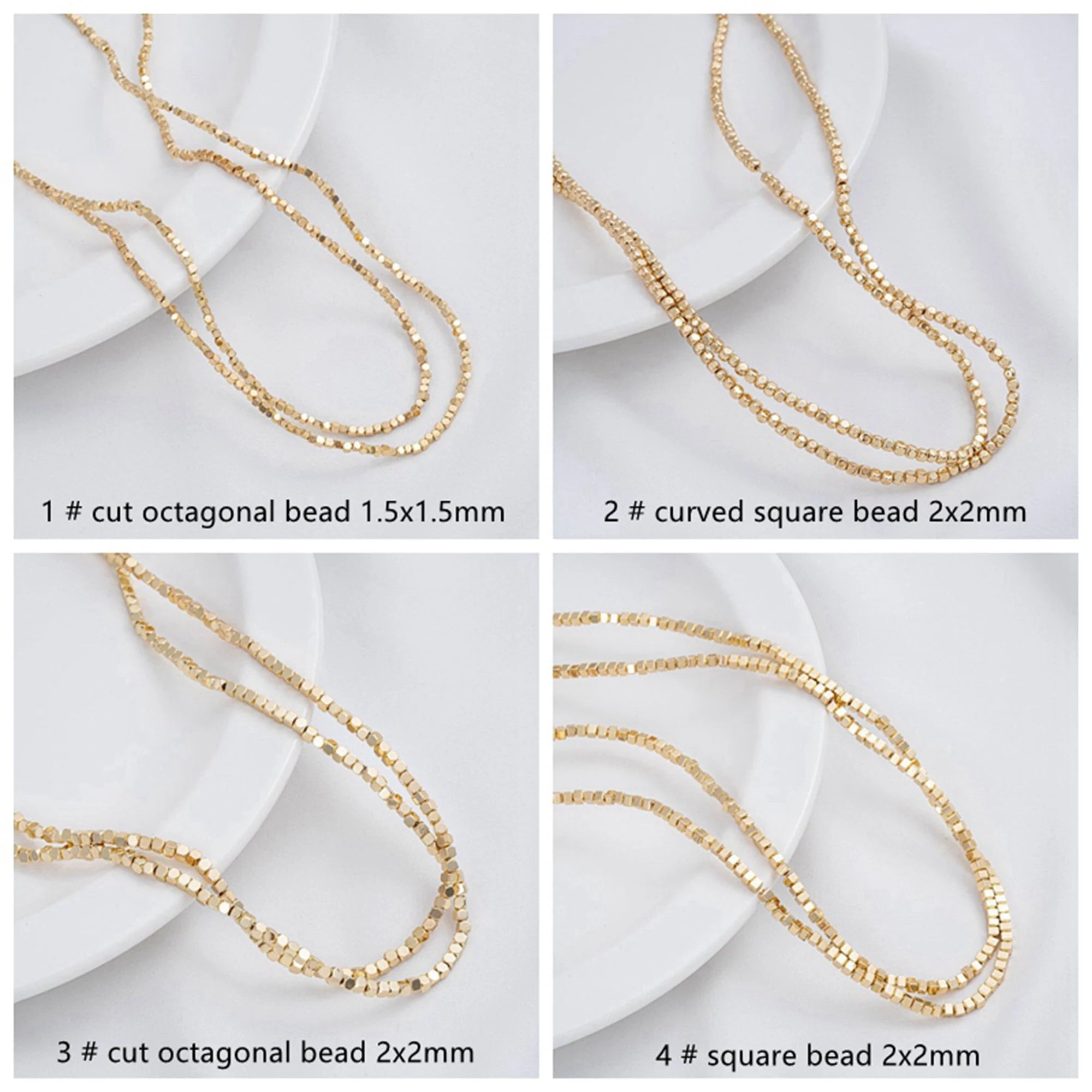 14K Gold Plated Hematite Irregular Spacer Beads, Chip Beads, Flower Beads Jewelry Making Supply, Seed Beads, Square Beads, Full Strand