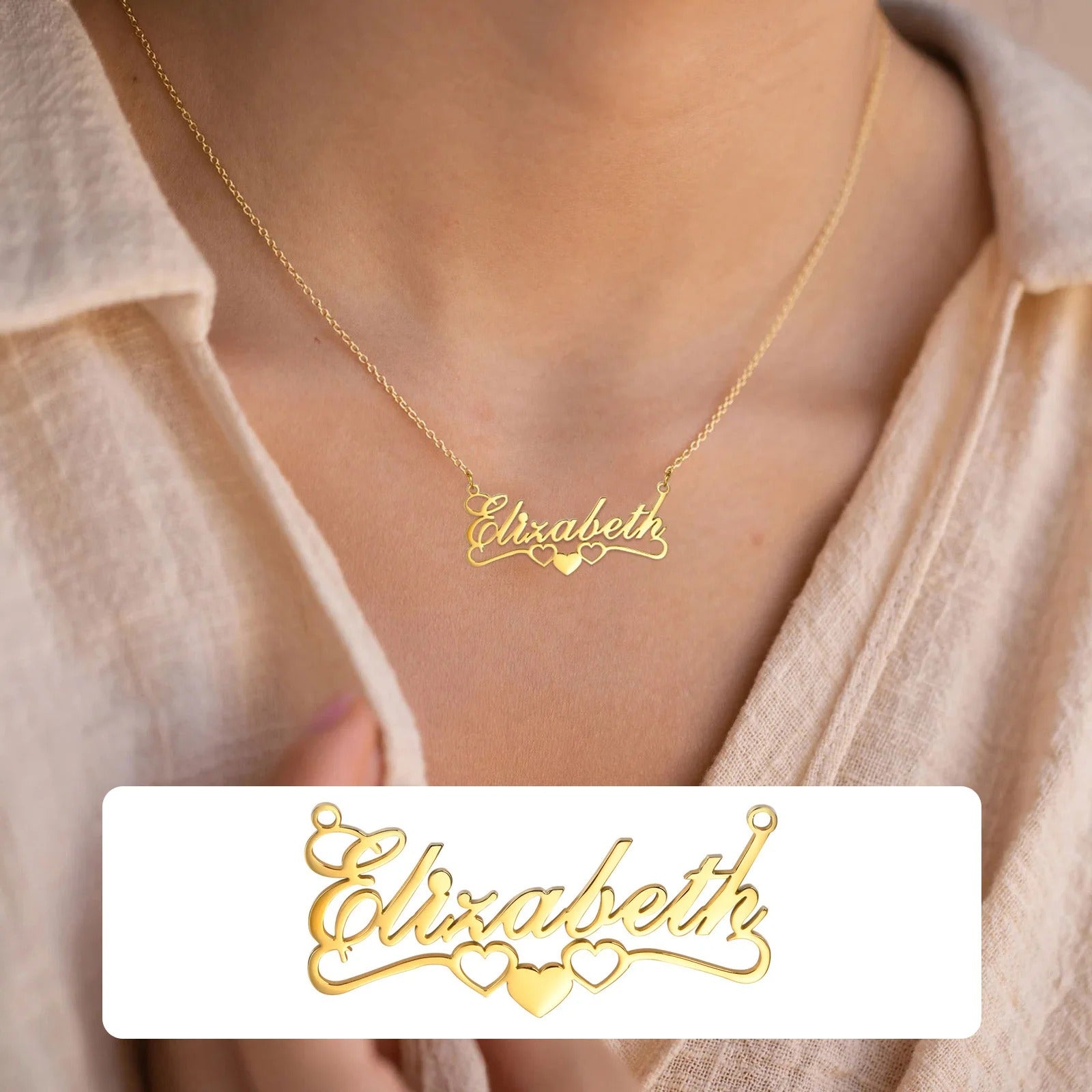 Custom Personalized Signature Name Necklace – Stainless Steel Handmade Cursive Name Choker | Unique Birthday Gift for Women