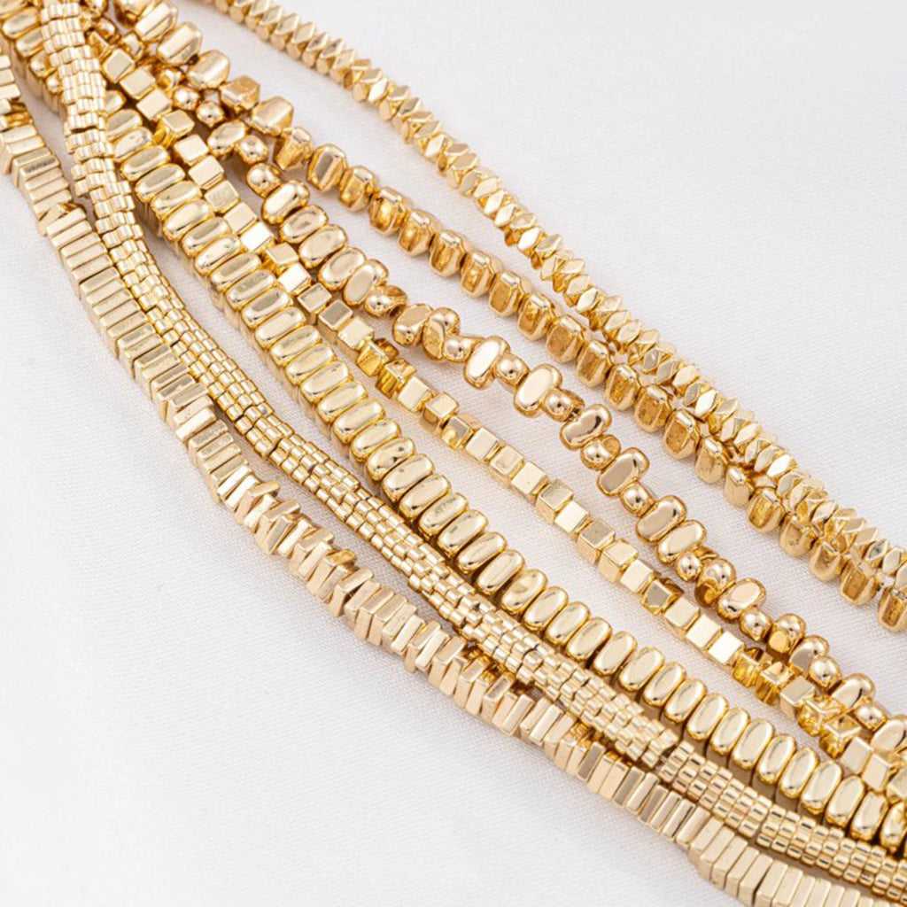 14K Gold Plated Hematite Irregular Spacer Beads, Chip Beads, Flower Beads Jewelry Making Supply, Seed Beads, Square Beads, Full Strand