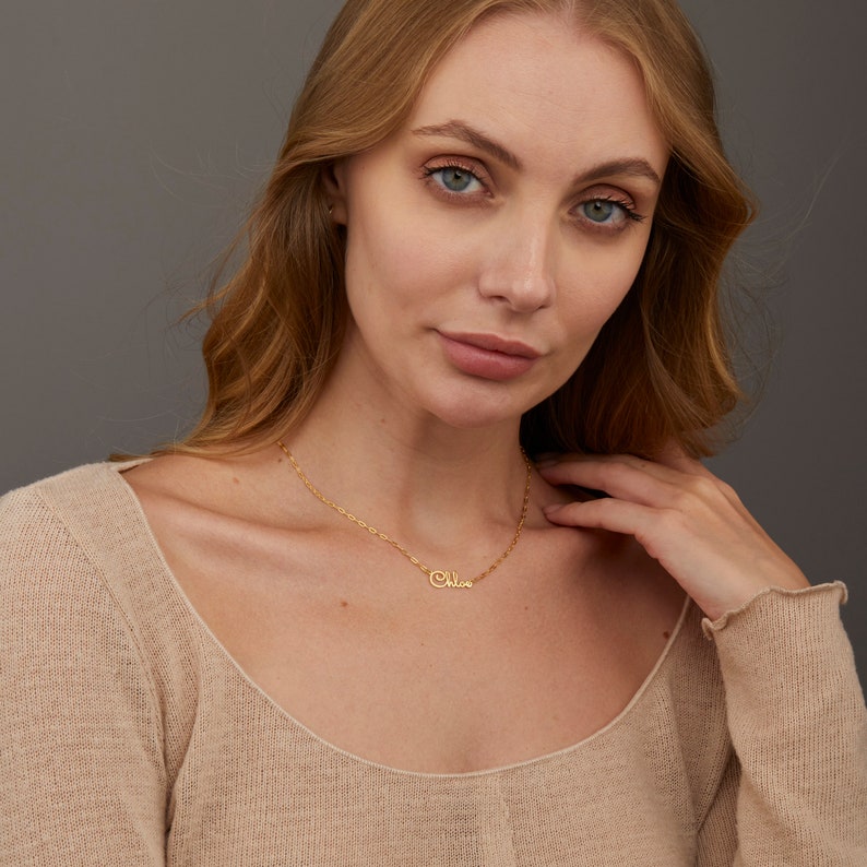14K Gold Name Necklace, Personalized Name Pendant Necklace, Custom Minimalist Jewelry for Women, Dainty Gift for Her