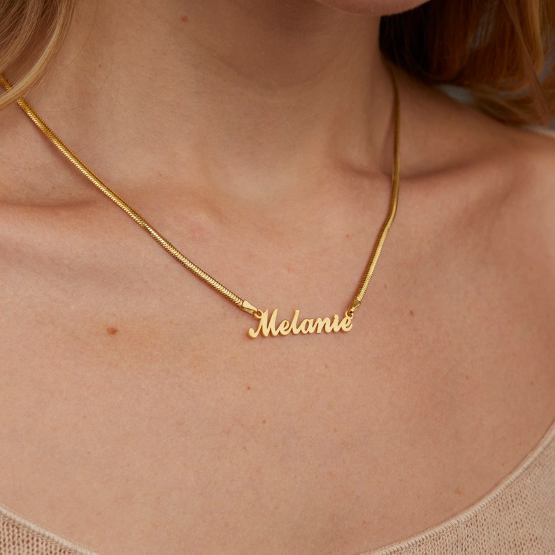 14K Gold Name Necklace, Personalized Name Pendant Necklace, Custom Minimalist Jewelry for Women, Dainty Gift for Her