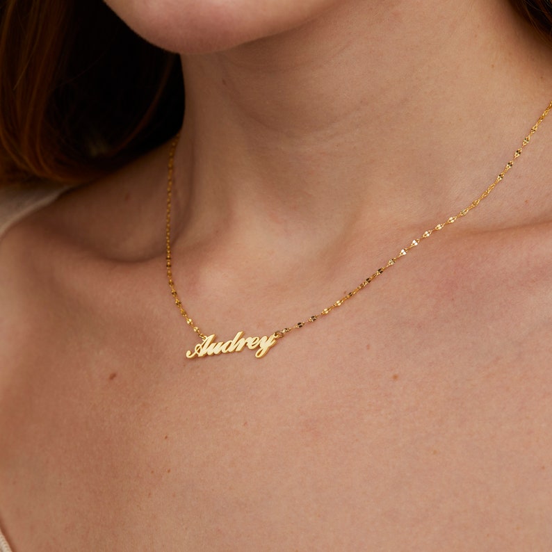 14K Gold Name Necklace, Personalized Name Pendant Necklace, Custom Minimalist Jewelry for Women, Dainty Gift for Her