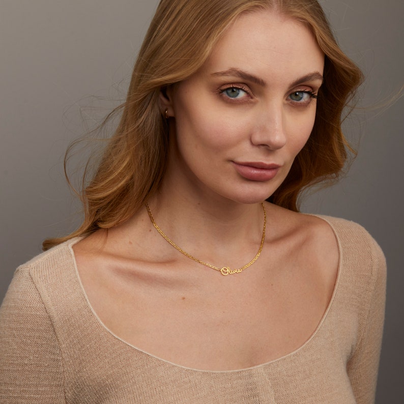 14K Gold Name Necklace, Personalized Name Pendant Necklace, Custom Minimalist Jewelry for Women, Dainty Gift for Her