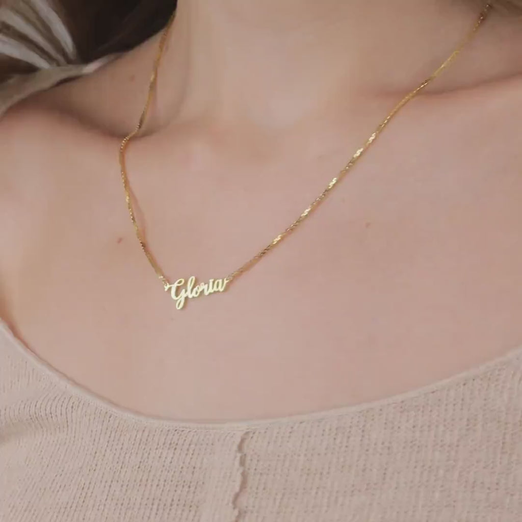 14K Gold Name Necklace, Personalized Name Pendant Necklace, Custom Minimalist Jewelry for Women, Dainty Gift for Her