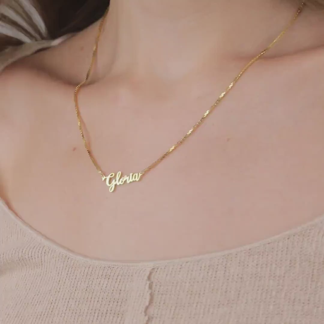 14K Gold Name Necklace, Personalized Name Pendant Necklace, Custom Minimalist Jewelry for Women, Dainty Gift for Her